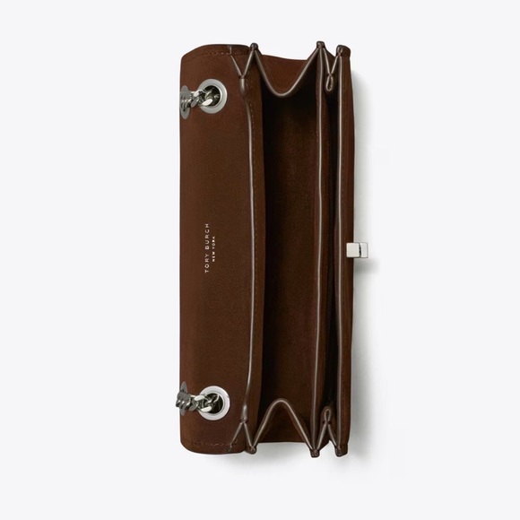 Tory Burch Chocolate Suede Chain Shoulder Bag. - Picture 2 of 10